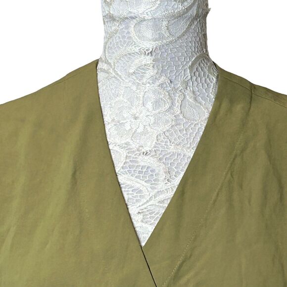 Everlane Japanese GoWeave Long Sleeve Mini Wrap Dress Olive Green Women's 4 NWT - Picture 4 of 11